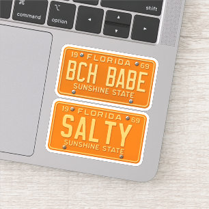 Salty Beach Babe - Retro Florida License Plate 2pc