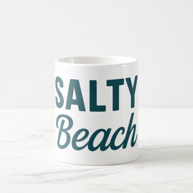 Salty Beach Coastal Surf Life | Teal Graphic Print Coffee Mug (Center)