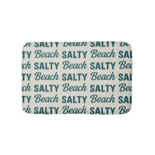 Salty Beach Coastal Teal Graphic Print Ocean Decor Bath Mat