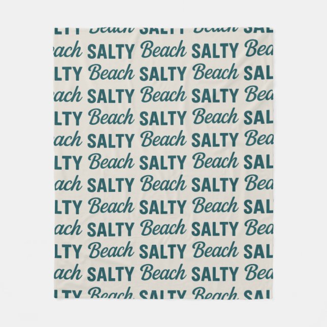 Salty Beach Coastal Teal Graphic Print Ocean Decor Fleece Blanket (Front)