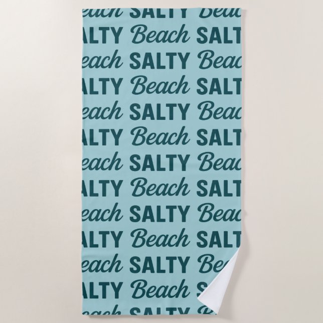 Salty Beach - Coastal Teal Sea Glass Graphic Print Towel (Front)