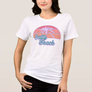 Salty Beach Palm Tree Sunset (front) Tri-Blend Shirt