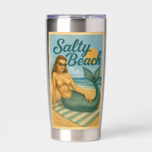 Salty Beach Pin-Up Mermaid -Retro Coastal Life Art Insulated Tumbler