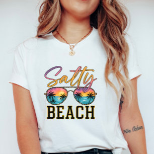 Salty Beach Sunglasses;  Retro Summer Palm Tree  T-Shirt