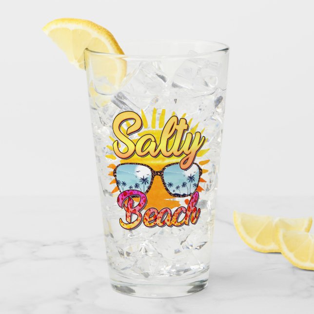 Salty Beach | Tropical Sun & Palm Tree Glass (Front Ice)