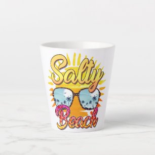 Salty Beach Tropical Sun & Palm Tree Latte Mug