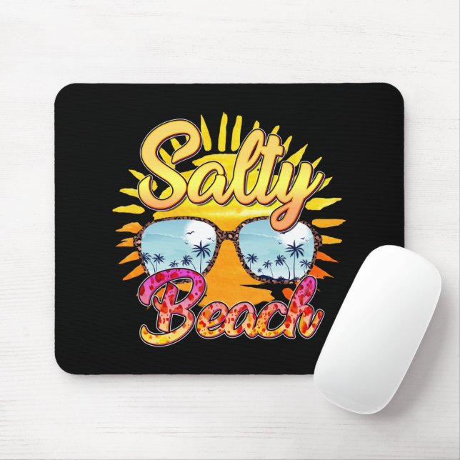 Salty Beach | Tropical Sun & Palm Tree Mouse Mat (With Mouse)