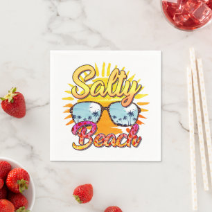 Salty Beach Tropical Sun & Palm Tree Napkin