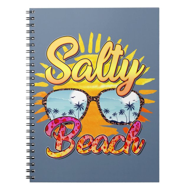 Salty Beach | Tropical Sun & Palm Tree Notebook (Front)