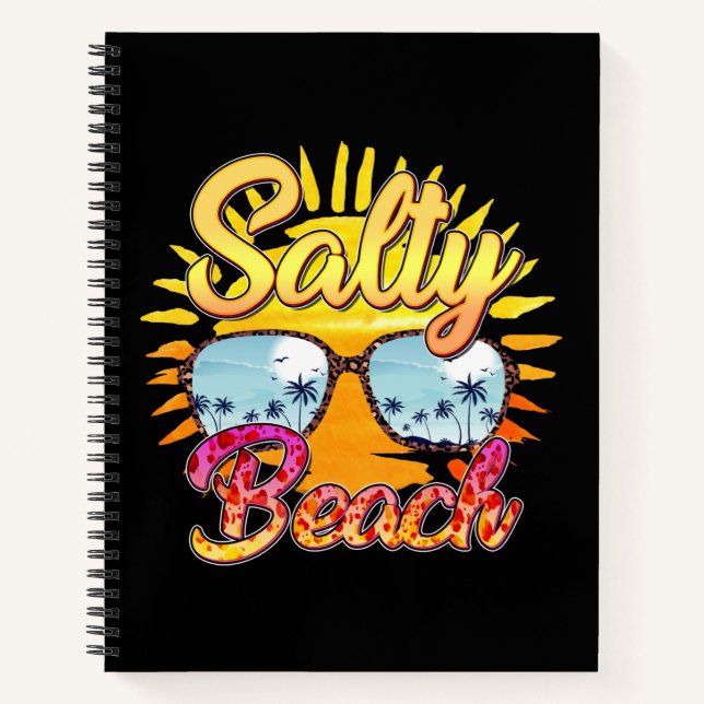 Salty Beach | Tropical Sun & Palm Tree Notebook (Front)