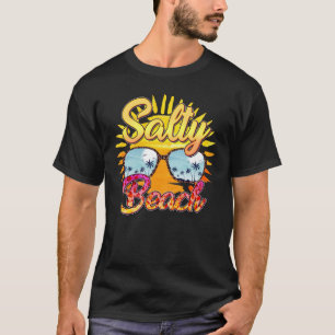 Salty Beach Tropical Sun & Palm Tree T-Shirt