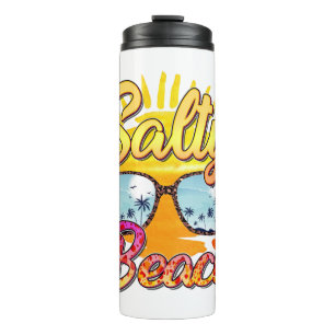 Salty Beach Tropical Sun & Palm Tree Thermal Tumbler