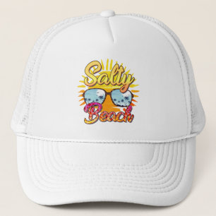 Salty Beach   Tropical Sun & Palm Tree Trucker Hat