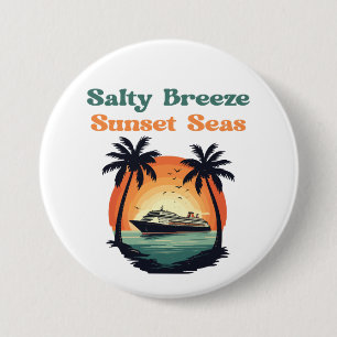 Salty Breeze Sunset Seas Retro Cruise Vibes 7.5 Cm Round Badge