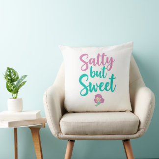Salty but sweet text with mermaid cushion