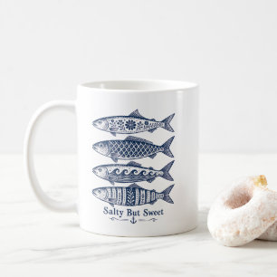 Salty But Sweet Vintage Nautical Fish Coffee Mug