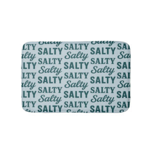 Salty Coastal Life -Blue Graphic Print Beach Decor Bath Mat