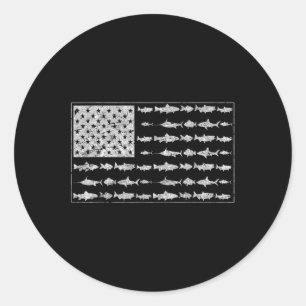 Salty Dad Gift Saltwater Fishing American Flag Oce Classic Round Sticker