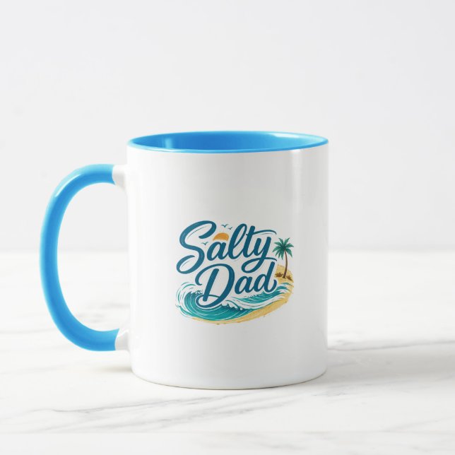 Salty Dad Vintage Beach Ocean Wave Mug (Left)