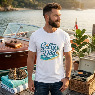Salty Dad Vintage Beach Ocean Wave T-Shirt