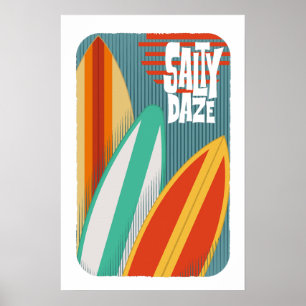 Salty Daze Surfing Poster