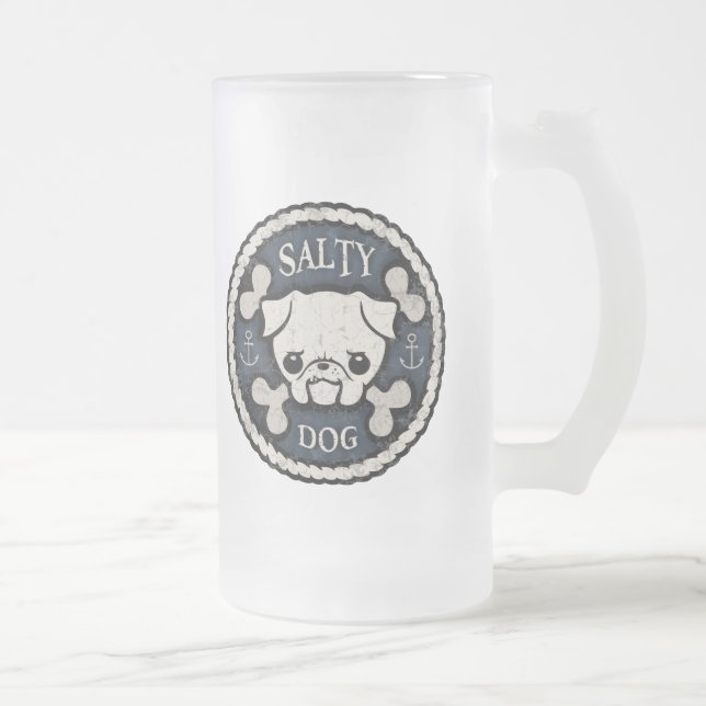 Salty Dog -bd Frosted Glass Beer Mug (Right)