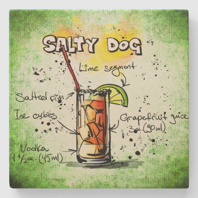 Salty Dog Drink Recipe Stone Coaster (Front)