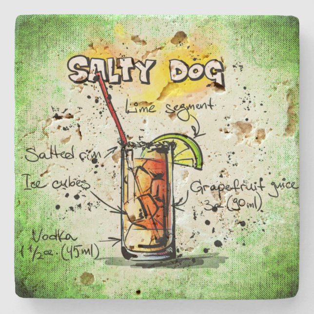 Salty Dog Drink Recipe Stone Coaster (Front)