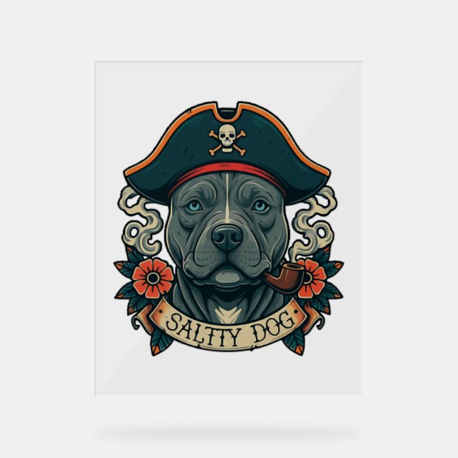 Salty Dog Pitbull Acrylic Sign (Front)