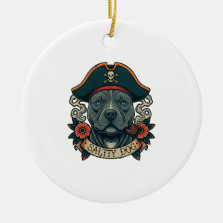 Salty Dog Pitbull Ceramic Tree Decoration