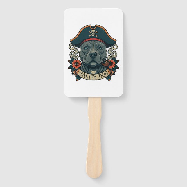 Salty Dog Pitbull Hand Fan (Front)