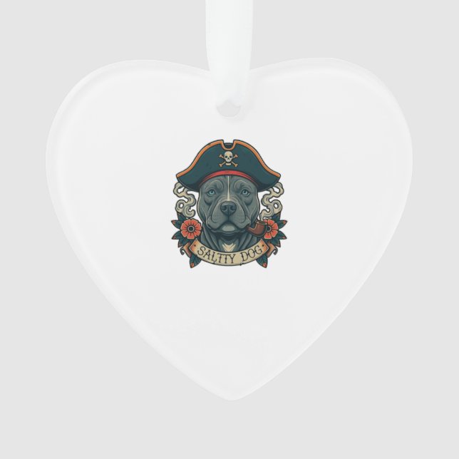 Salty Dog Pitbull Ornament (Front)