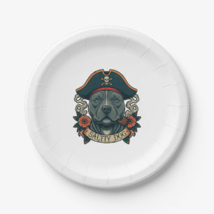 Salty Dog Pitbull Paper Plate