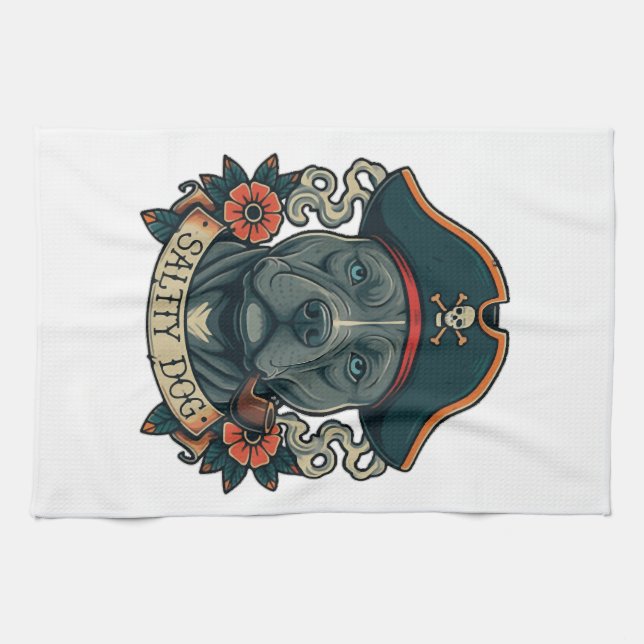 Salty Dog Pitbull Tea Towel (Horizontal)