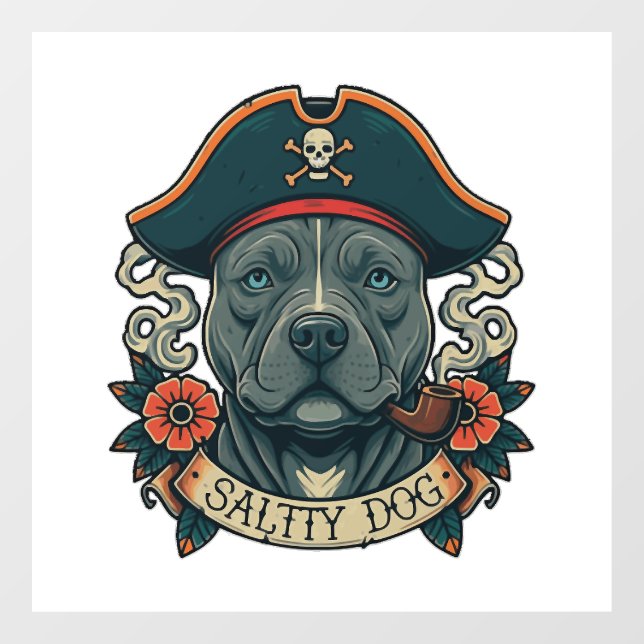 Salty Dog Pitbull Window Cling (Sheet)