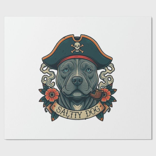 Salty Dog Pitbull Wrapping Paper (Flat)
