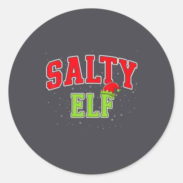 Salty Elf Christmas Family Matching Group Xmas  Classic Round Sticker (Front)