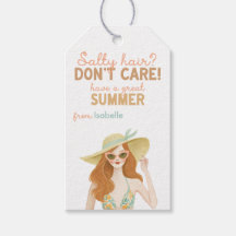 Salty Hair Don't Care Straw Hat Summer Gift Tag