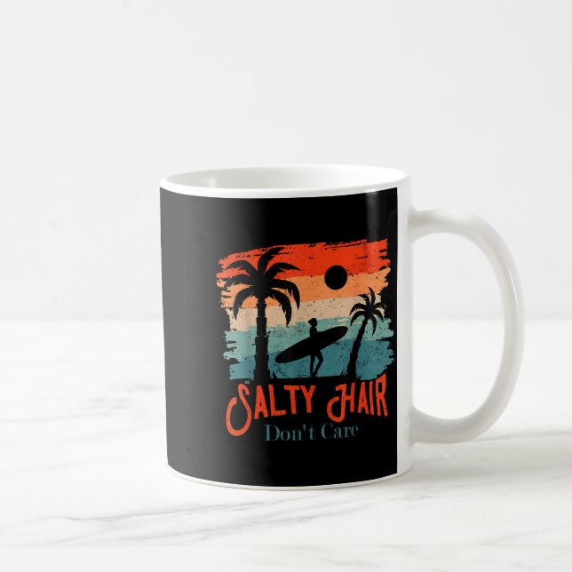 Salty Hair Don't Care Vintage Surfer  Coffee Mug (Right)