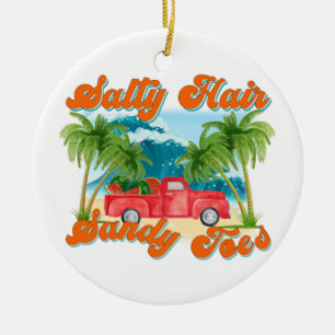Salty Hair, Sandy Toes   Tropical Island Ceramic Tree Decoration