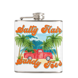 Salty Hair, Sandy Toes Tropical Truck & Beach Hip Flask