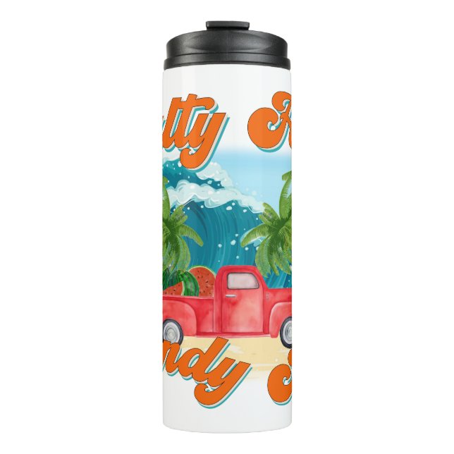 Salty Hair, Sandy Toes | Tropical Truck & Beach Thermal Tumbler (Front)
