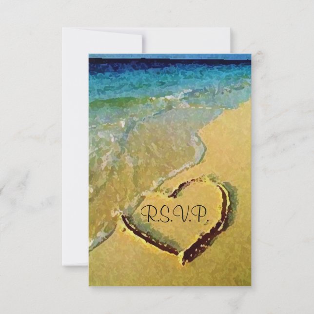 Salty Heart Wedding RSVP Card (Front)