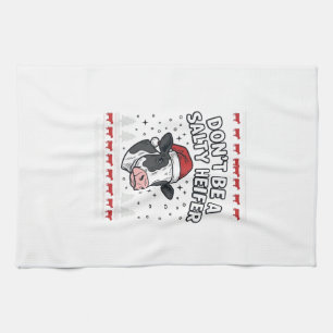 Salty Heifer Christmas Cow Funny Vintage Engraving Tea Towel