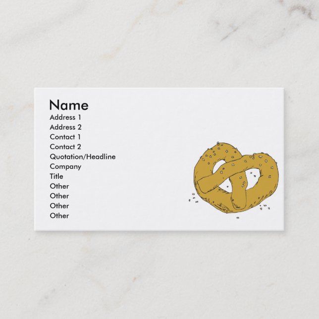 salty hot soft pretzel business card (Front)
