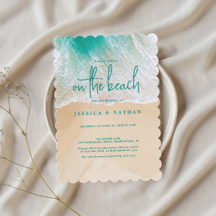Salty Kisses I Teal I The Sandy Beach Wedding Invitation