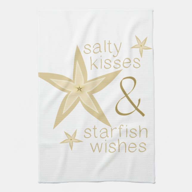 Salty Kisses Starfish Wishes Tea Towel (Vertical)