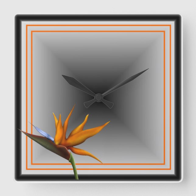 Salty Kisses Tropical Decor Bird of Paradise Square Wall Clock (Front)