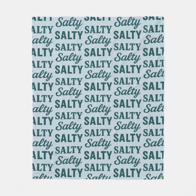 Salty Life Coastal Lover - Teal Blue Graphic Print Fleece Blanket (Front)