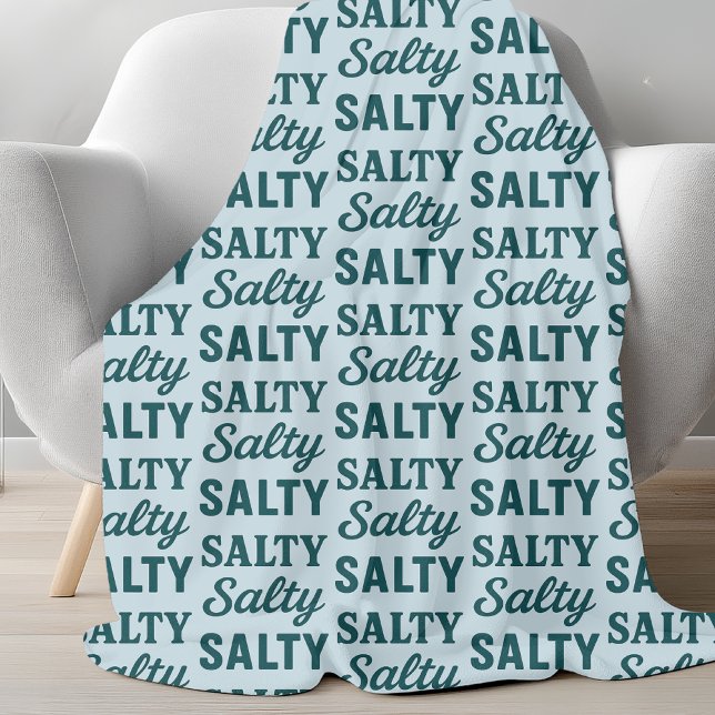 Salty Life | Coastal Teal Blue Graphic Print Beach Fleece Blanket (Creator Uploaded)